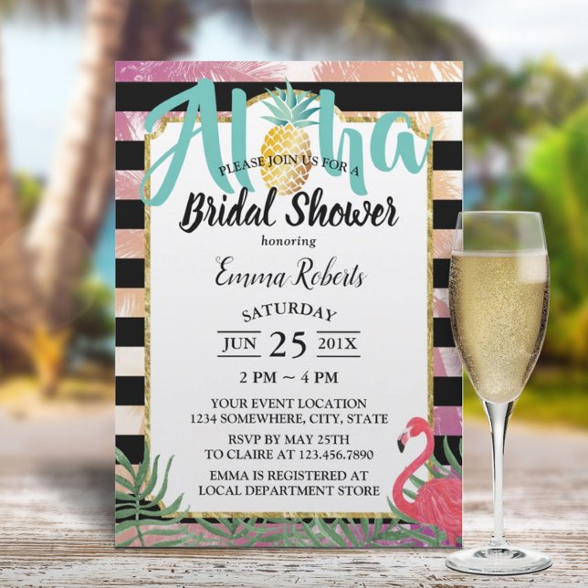 Invitación Pineapple tropical Aloha Flamingo Bridal Shower (Subido por el creador)