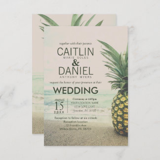 Invitación Pineapple Tropical Beach Destination Wedding Card
