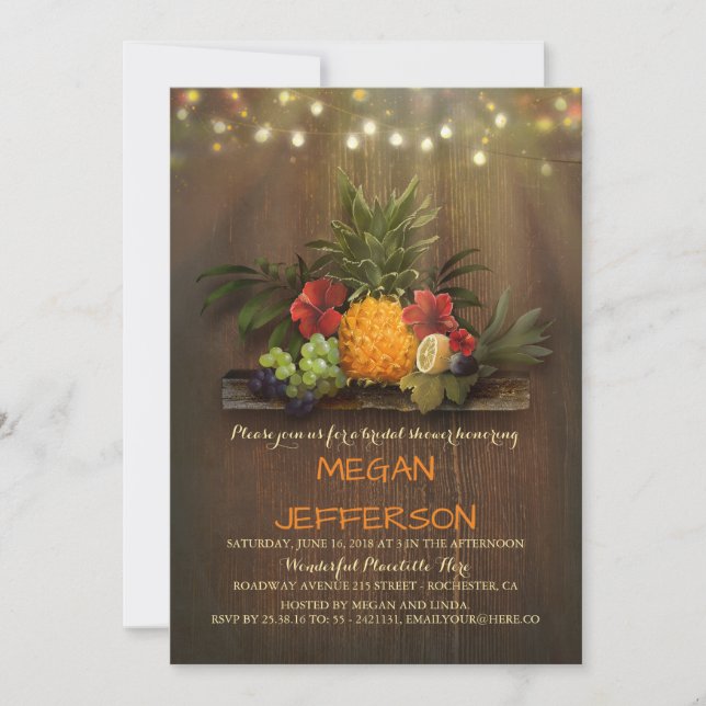 Invitación Pineapple Tropical Beach ilumina Luau Bridal Showe (Anverso)