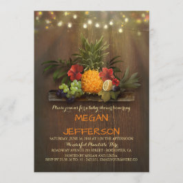 Invitación Pineapple Tropical Beach Lights Luau Baby Shower