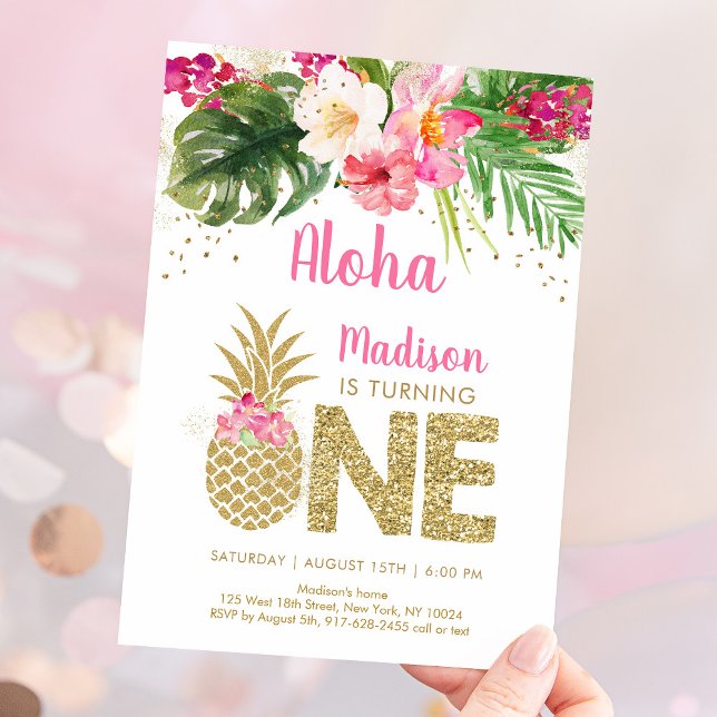Invitación Pineapple Tropical Floral 1º cumpleaños (Subido por el creador)