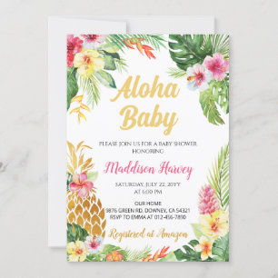 Invitación Pineapple Tropical Floral Aloha Baby Shower
