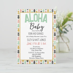 Invitación Pineapple Tropical Luau Hawaiian Aloha Baby Shower