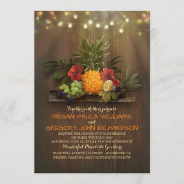 Invitación Pineapple Tropical String Lights Beach Wedding