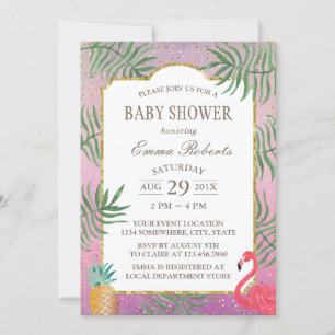 Invitación Pineapple Tropical Watercolor Beach Baby Shower