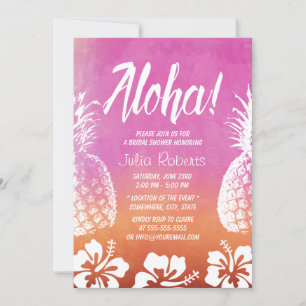 Invitación Pineapple Tropical Watercolor Beach Bridal Shower