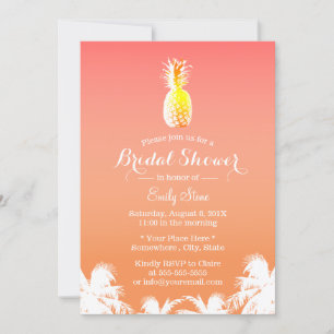 Invitación Pineapple tropical y palmeras duchas de novias