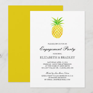 Invitación Pineapple Watercolor Tropical Engagement Party