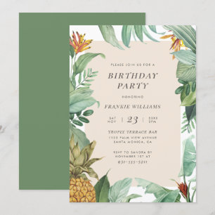 Invitación Pineapple y Tropical deja fiesta de cumpleaños mod