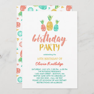 Invitación Pineapples - Fiesta de cumpleaños de verano