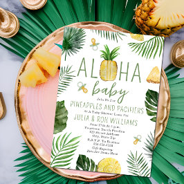 Invitación Pineapples y Pacificadores Baby Shower Luau
