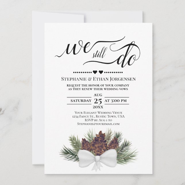 Invitación Pineconas Rústicas que aún hacemos Boda prometen r (Anverso)