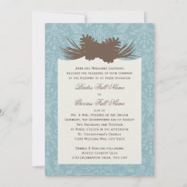 Invitación Pineconas y damasco de la boda de invierno