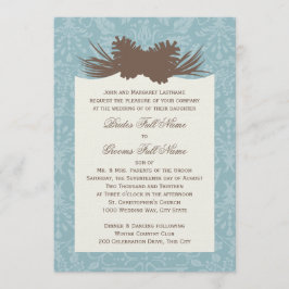 Invitación Pineconas y damasco de la boda de invierno