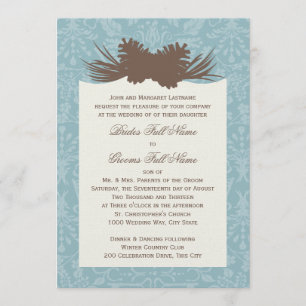 Invitación Pineconas y damasco de la boda de invierno
