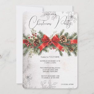 Invitación Pinecone PIne Tree Holly Berry Fiesta