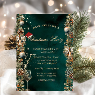 Invitación Pinecones Balls Glass Green Corporate Navidades