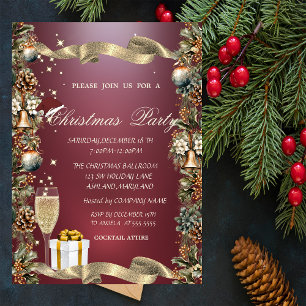 Invitación Pinecones, Belles, Bolas, Vidrio, Navidades de la 