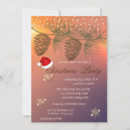 Invitación Pinecones, copos de nieve, Navidades brillantes co