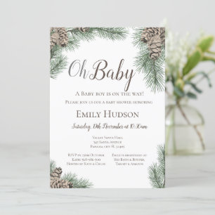 Invitación Pinecones Winter Bridal, Baby Shower