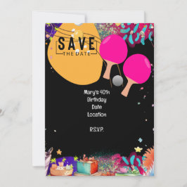 Invitación Ping Pong 40 cumpleaños Salva la fecha