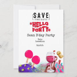 Invitación Ping Pong 40 fiesta de cumpleaños Save date