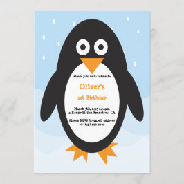 Invitación pingüina perfecta para el cumpleaños de