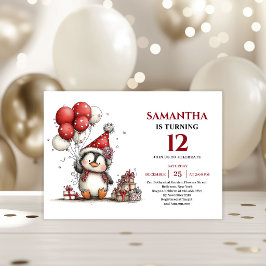 Invitación Pingüino caprichoso de moda acuarela cumpleaños in