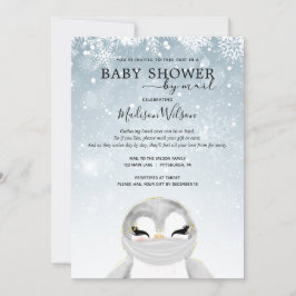 Invitación Pingüino con Máscara de Baby Shower por correo