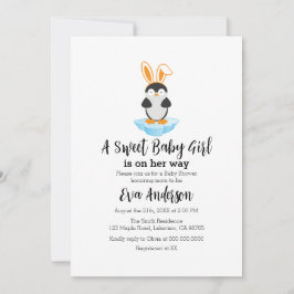 Invitación Pingüino Cuto Con Baby Shower De Banda Cabeza