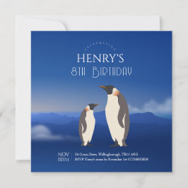 Invitación Pingüino de color de agua adorable cumpleaños en e