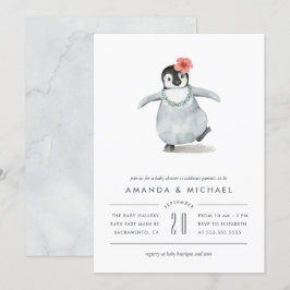 Invitación Pingüino de color dulce