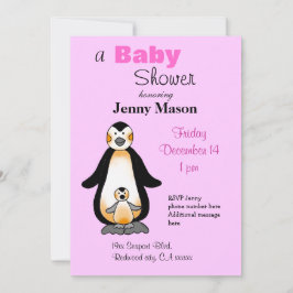 Invitación Pingüino de la mamá y del bebé, fiesta de