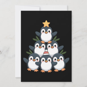 Invitación Pingüino de Navidad Árbol Estrella Sombrero de San