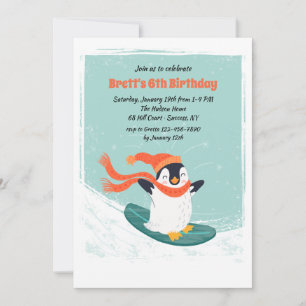 Invitación Pingüino de Snowboard