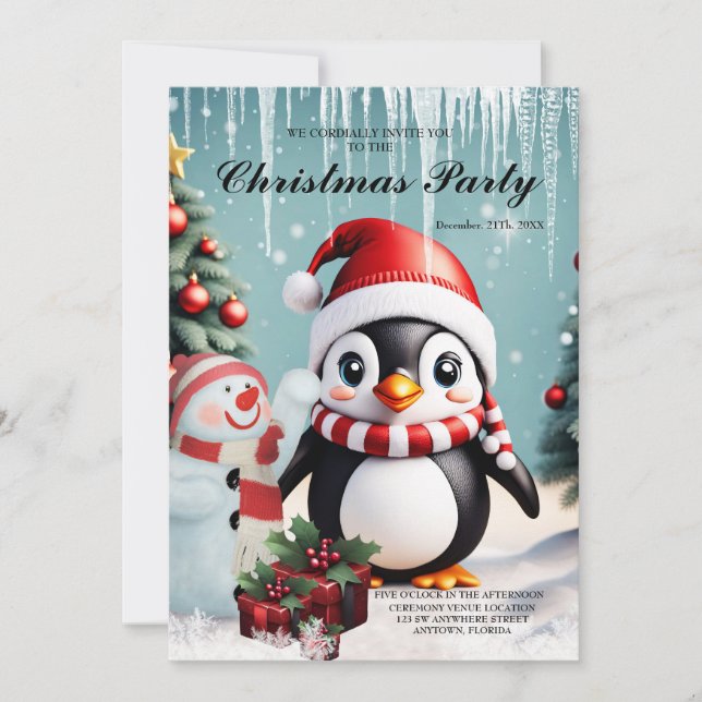 Invitación Pingüino gracioso. (Anverso)