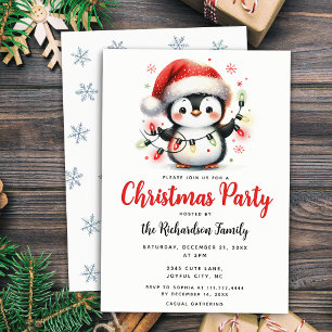 Invitación Pingüino lindo con Navidades festivos