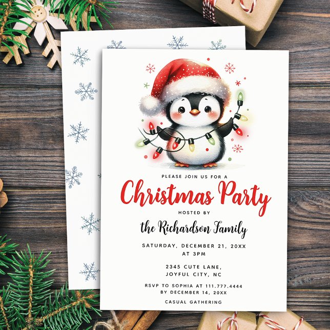 Invitación Pingüino lindo con Navidades festivos (Subido por el creador)