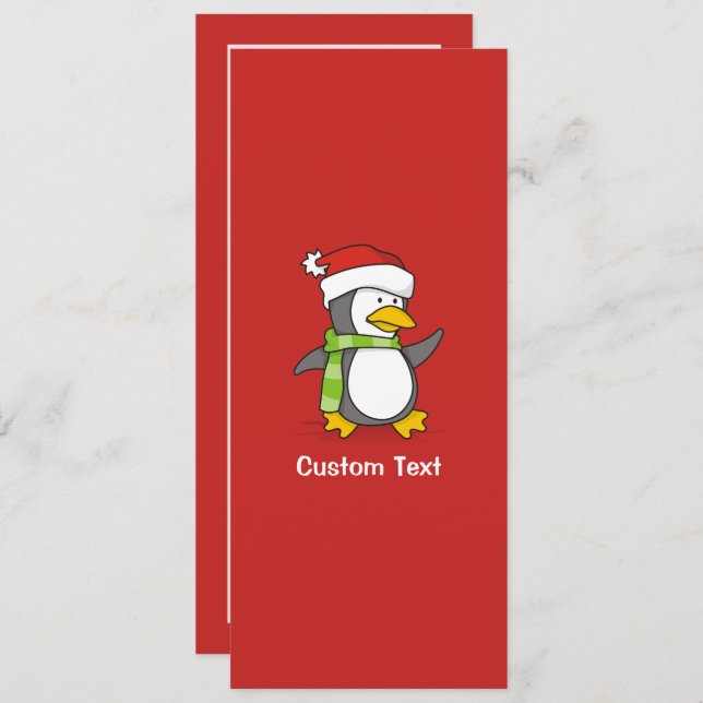 Invitación Pingüino navidad caminando sobre la nieve (Anverso / Reverso)