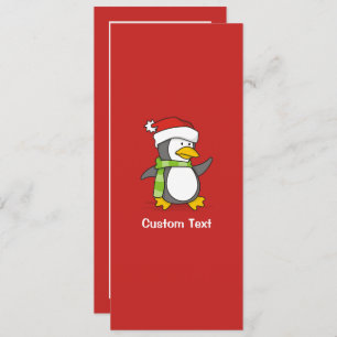 Invitación Pingüino navidad caminando sobre la nieve