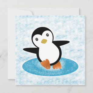 Invitación Pingüino patinando en la nieve