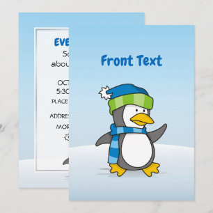 Invitación Pingüino pequeño caminando sobre la nieve