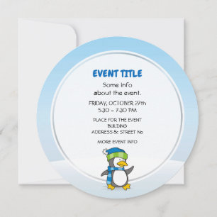 Invitación Pingüino pequeño caminando sobre la nieve