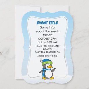 Invitación Pingüino pequeño caminando sobre la nieve