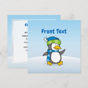 Invitación Pingüino pequeño caminando sobre la nieve