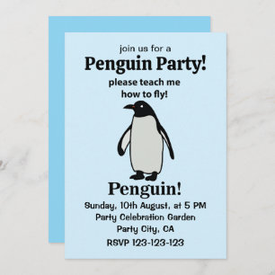 Invitación Pingüino, Por Favor, Enséñame Cómo Volar Pingüino