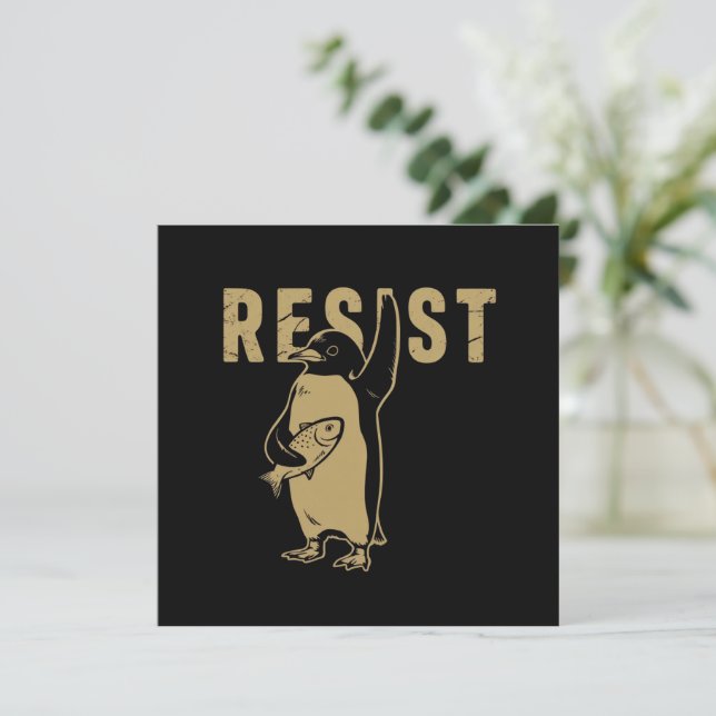 Invitación Pingüino Resiste Pingüinos Protestan Contra Arance (Anverso de pie)