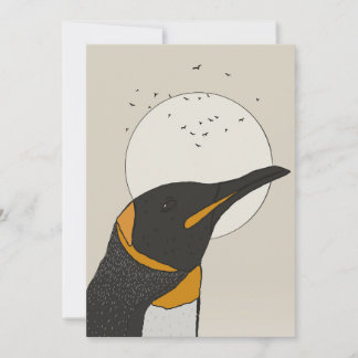 Invitación Pingüino solitario bajo la luna