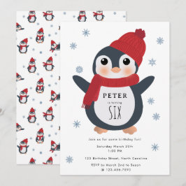 Invitación Pingüinos Cutos Aves de Invierno Animales Árticos