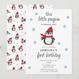 Invitación Pingüinos Cutos Aves de Invierno Animales Árticos